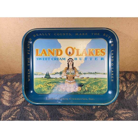 Vintage Retired Logo Land O' Lakes Serving Tray - Picture 3 of 9